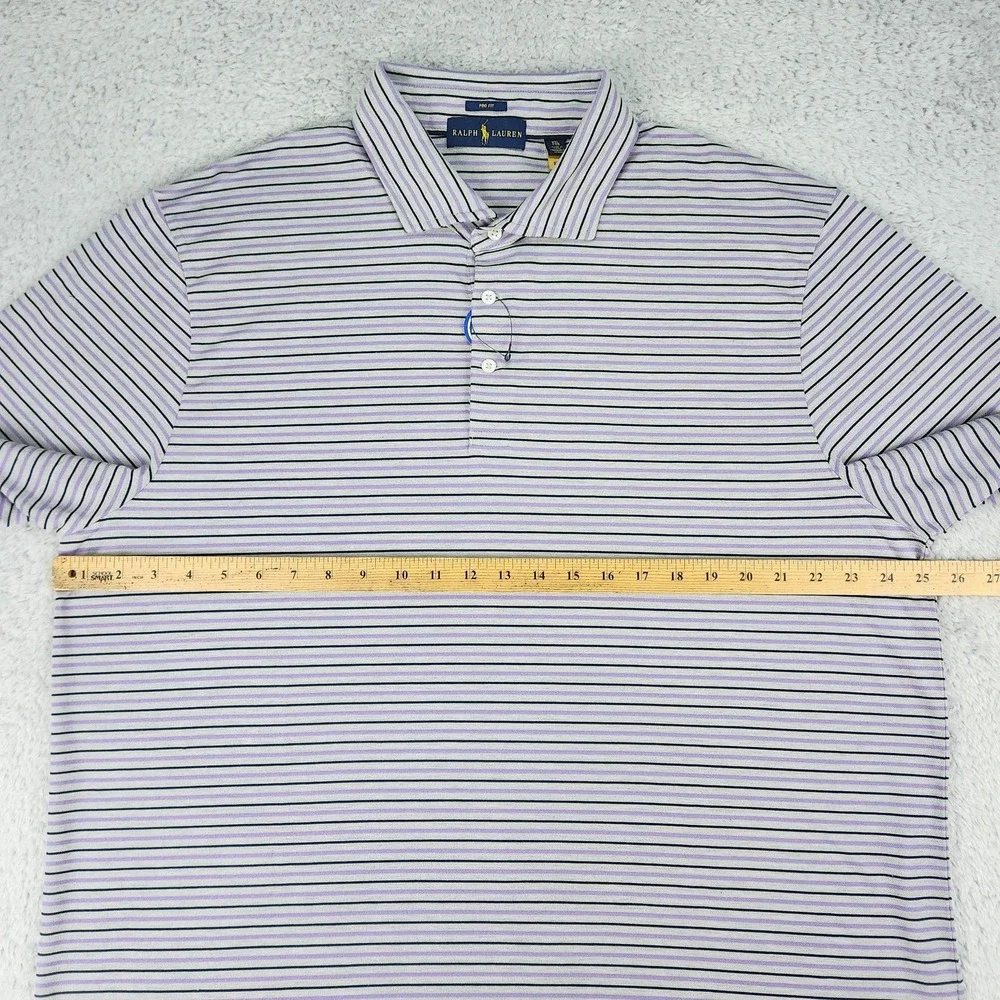 Ralph Lauren Polo Mens 2XL Purple Gray Striped Pro Fit Performance Wicking NEW
